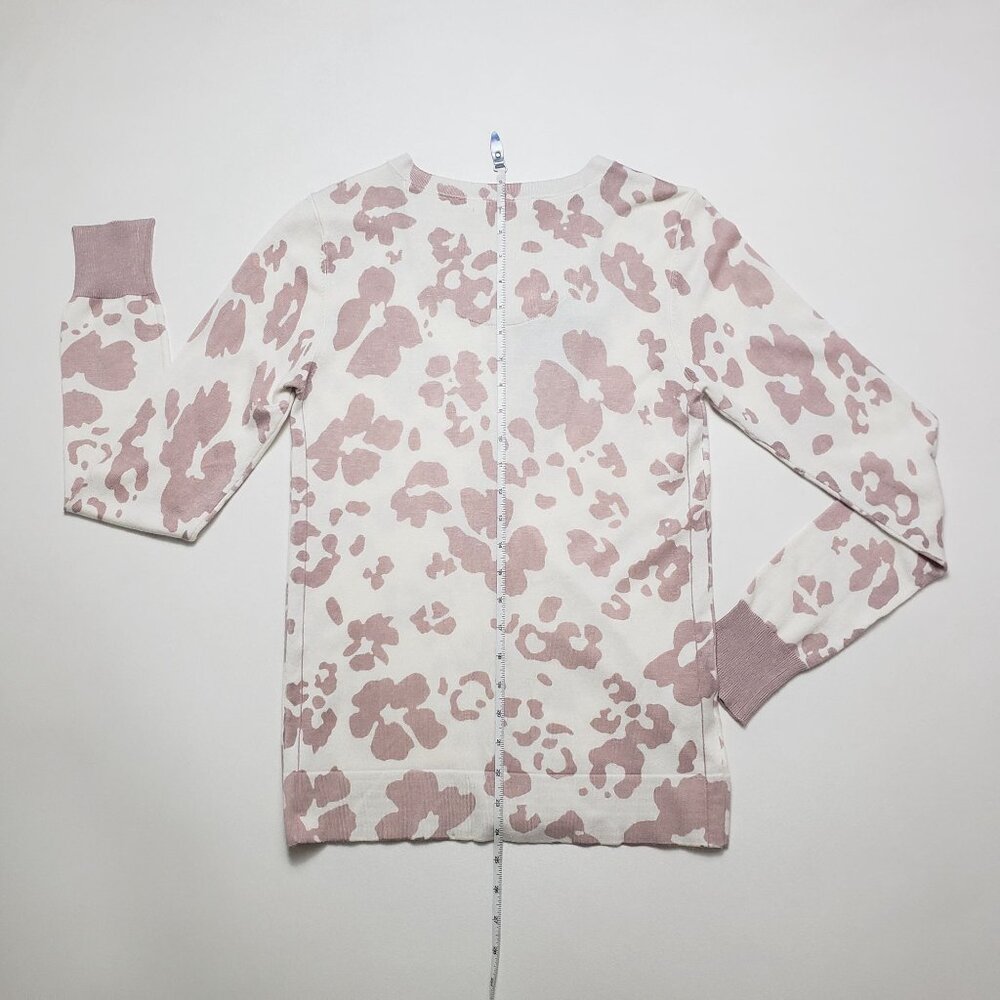 Daniel Rainn Cardigan Sweater Women Small Light Mauve White Abstract Flower Chic - Picture 10 of 16